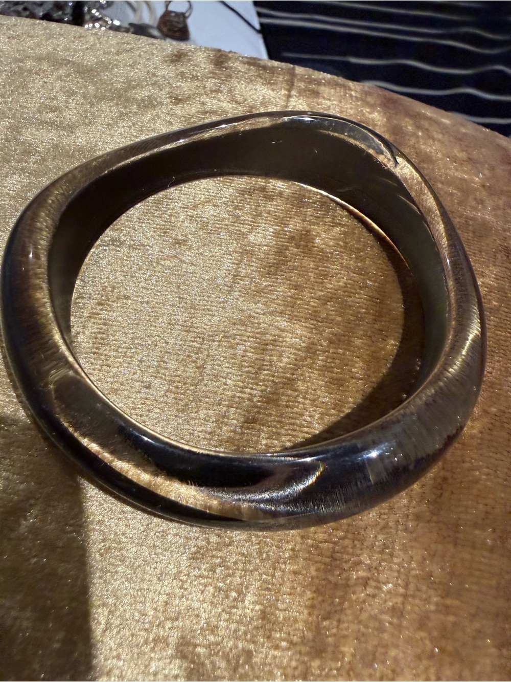 Black Resin Square-Edge Bangle Bracelet